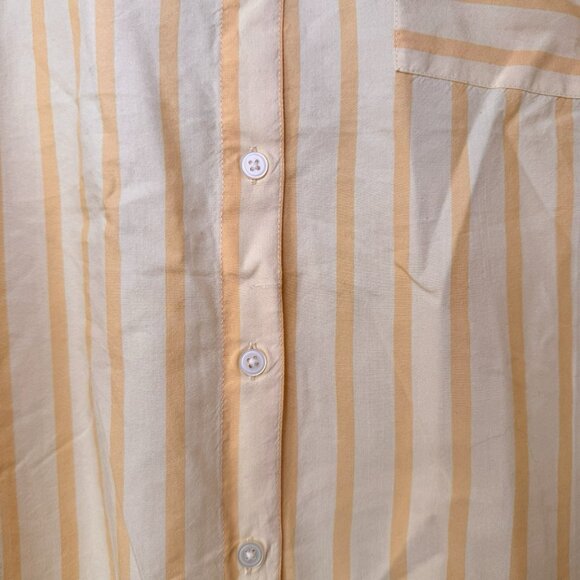 LOFT Shirt Womens Yellow Stripe Long Sleeve Button Size Large Mediumweight - Picture 4 of 8